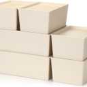 Menkxi 6 Pcs Large and Small Plastic Storage Bins with Lids 14.4 x 10.4 x 5.1 Inch Stackable Storage Containers Decorative Cubby Organizer for Clothes Shelves Garage Closet Office (White)