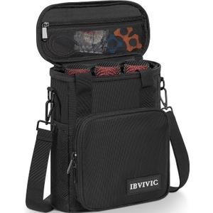 3 Slots Wireless Microphone Case with Foam, Mic Carrying Bags with Shoulder Strap Microphone Carrying Case for Party, Singing (Black)