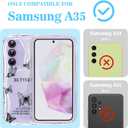 2 x Compatible for Samsung Galaxy A35 5G Case, Pretty Butterfly Print Three-Dimensional Wave Clear Case for Girls Women, Soft Full Package Anti-Fall Cover for Galaxy A35 5G, Shadow Dance Black