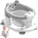Baby Bath Seat for Babies 6 Months & up, Non-Slip Toddler Bath Seats for Babies Sitting Up, Safe Infant & Newborn Bathtub Chair with 4 Suction Cups & Soft Cushion for Shower,Gray