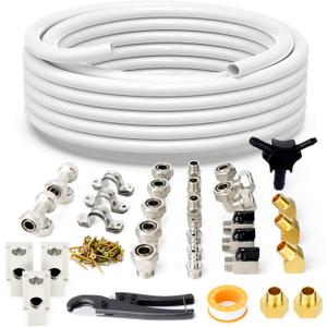 GASHER Compressed Air Piping System, 3/4 Inch ID100 Feet HDPE Pipe, Garage & Shop Air Line Kit, Leak-Proof & Easy to Install