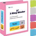 2 Inch 3 Ring Binder 2 Pink, Slant D-Ring 2 in Binder Clear View Cover with 2 Inside Pockets, Heavy Duty Colored School Supplies Office and Home Binders By Enday
