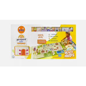 IVI Beach House 3D Kids Play Mat, 59" L x 32" W with IVI Non-Toxic Wooden Toys