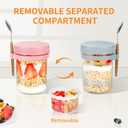Xyptorix 6 Pack Overnight Oats Containers with Lids and Spoons, 16 oz Mason Jars with Removable Separate Compartments, Airtight and Leak-Proof Glass Jars for Chia Pudding, Yogurt, and Oatmeal