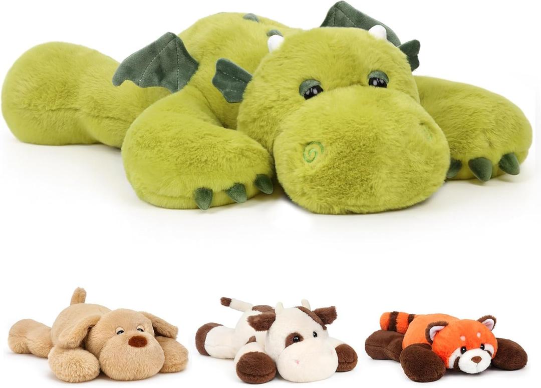 Weighted Dragon Stuffed Animal Soft Weighted Plushes Cute Green Dragon Plush Toy Birthday Gift for Boys Girls Kids Adults (20" 3.3 lbs)
