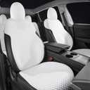 Ice Silk Car Seat Cover for Tesla Model Y 2020–2024 (5-Seat), Breathable Cooling Seat Cushion, Non-Slip Full Set, Washable Summer Seat Protector, White