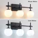 URSOLA 3 Lights 22" Bathroom Vanity Light Fixtures, Matte Black Mid Century Modern Vanity Light with Opal Globe Glass Shades, G9 Socket, Bathroom Light Fixtures Over Mirror for Bathroom