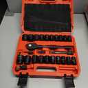 1/2" Drive Socket Wrench Set: 25-Piece SAE & Metric Impact Socket Ratchet Wrench Tool Set Socket Assortment with Storage Box for Repair Mechanic Garage