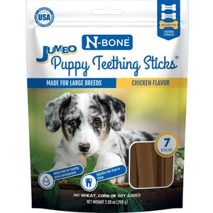 N-Bone Jumbo Puppy Teething Sticks Chicken Flavor Dog Treats, 7.28-oz Bag (EXP 12/03/27)