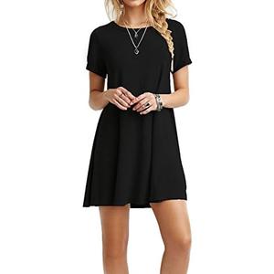 TOPONSKY Women's Casual Plain Simple Loose Flowy Short-Sleeve T-Shirt Dress L