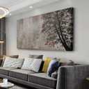 Wall Art Abstract Art Vintage Wall Decor Tree Painting Wall Decor Modern Retro Home Decor Tan Canvas Painting Framed Artwork for Living Room Bedroom Office 20" x 40"