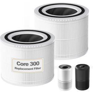 Core 300-RF Replacement Filter for LEVOIT Core 300, Core300-P, Core 300S VortexAir Air Purifier, 3-in-1 HEPA Activated Carbon(White)
