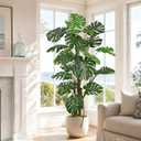 7FT Artificial Monstera Deliciosa Plant in Pot Faux Tropical Indoor Plants with Large Green Split Leaves Tall Fake Floor Plant for Living Room Entryway Patio Office Decor