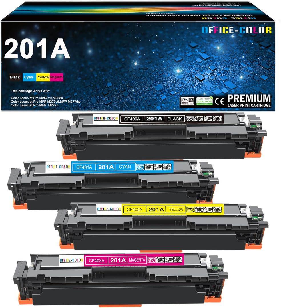201A Toner Cartridges 4 Pack Works with HP Color LaserJet Pro MFP M277dw M252dw M277n M277c6 M252n M277 Printer (Black,Cyan,Magenta and Yellow)