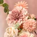 Pink Flowers Artificial Roses Combo Set Fake Pink Silk Flowers Faux Peony Flowers Mix Chrysanthemum Dahlia with Stems for Wedding Bouquets Baby Bridal Shower Party Floral Arrangements Decor
