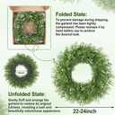 24 Inch Spring Wreaths for Front Door Wreath Summer Outdoor Green Door Wreath for All Seasons Porch Living Room Bedroom Window Wall Indoor Outdoor Farmhouse Home Decoration