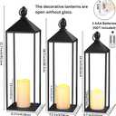Decorative Lanterns for Indoor & Outdoor, Set of 3 Black Metal Lanterns (22" & 19" & 17") with LED Timer Flameless Candles, Farmhouse Modern Decor for Front Porch, Patio, Garden, Mantle