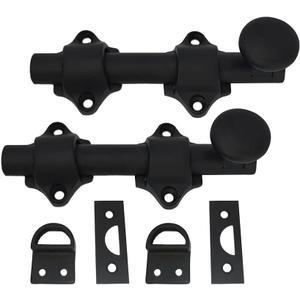 QCAA Solid Brass Dutch Door Bolt, 4", Matte Black, Made in Taiwan, 2 Pack