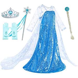 Luxury Princess Dress Costumes with Shining Long Cape Girls Birthday Party 120