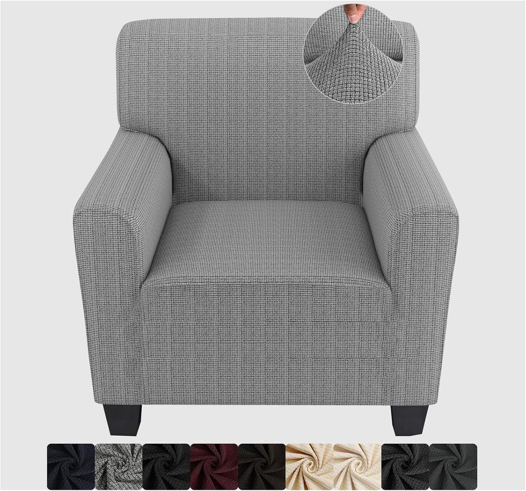 ZNSAYOTX Chair Slipcovers with Arms for Living Room High Stretchy Spandex Pet Friendly Armchair Furniture Protection Covers (Black and White, Chair) (Small)