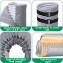 2 Pcs Portable AC Hose Insulation Sleeve, Air Conditioner Hose Cover Wrap, Fits 5" & 5.9" Diameter Exhaust Hose, Easy Installation AC Duct Insulation Wrap, Light Gray
