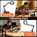 Magnifying Glass with Light and Stand, 10X 30X Desktop LED Magnifying Lamp with Base and Clamp, 5 Color Modes, 3 Dimmable Levels Hands Free Magnifying Glass for Reading, Close Work, Crafts, Jewelry