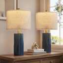 22" Modern Ceramic Table Lamp Set of 2 for Living Room, Table Lamps for Bedroom Set of 2 Farmhouse Bedside Nightstand Bedside Lamp End Table Lamps Blue