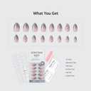 BTArtbox French Tip Press On Nails - Sparkle Bow, Lamp-Curable Short Almond Press On Nails with Glue and Adhesive Tabs for Women in 16 Sizes - 32 Soft Gel Glue On Nails Kit