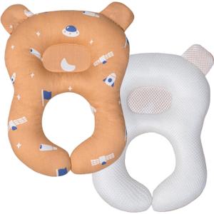 Reidio 1 Pcs Double-Sided Baby Travel Pillow 2 in 1 Baby Head Support Pillow Toddler Neck Pillows for Car Seat, Stroller, Travel Portable (Coral)