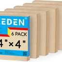MEEDEN Unfinished Wood Canvas Board: 3/4 Deep 4x4 Wooden Canvas Panel Pack of 6 - Blank Cradled Wood Art Board for Painting
