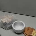Salt Cellar Box with Lid & Spoon, Modern White Stone Salt or Pepper Sugar Spice Seasoning Bowl Container Jar Holder Well Keeper Dish Pig Crock for Kitchen (Marble Bowl Set)