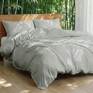 Cooling Duvet Cover Set Full/Queen for Hot Sleepers | 100% Viscose Derived from Bamboo | Silky Soft & Breathable | 3 Piece with Zipper & 6 Loops (Jacquard Fog)