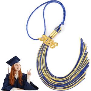 2026 Graduation Tassel, Blue and Gold Tassel for Cap Decorations for Graduation with 2026 Gold Charm, Tassels for Grad Cap Decorations Gifts, Class of 2026 Tassels Gifts Grad Decoration