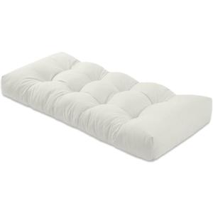 Bench Cushion 39 inches,Indoor/Outdoor Non-Slip Tufted Cushions, Premium Waterproof Linen, Soft Piano Sofa Cushions, High-Density Memory Foam(White-39x19 x 4 in)