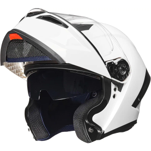 ILM Motorcycle Helmets Modular Full Face Moped Helmet Flip up Dual Visor for Adult DOT WS202 (White, XX-Large)