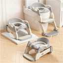 Snugzy Toddler Potty Training Seat 3-in-1 Foldable Potty Training Toilet with Step Stool Adjustable Potty Chair with Urinals (Grey) (Gray)