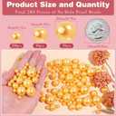 280PCS No Hole Pearl Beads for Vases Filler,8mm 14mm 20mm Mixed Size Round Gold Floating Pearls for Centerpieces Vases, Brushes Holder, Wedding Party Decoration and Candles Centerpiece (Gold)