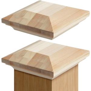 Sasylvia 2 Pcs 3" x 3" Wood Newel Post Cap Fence Post Cap for Topper Top Resistant Decking Caps for Indoor Outdoor Fences Decks and Mailboxes Cover