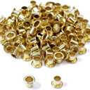 [100 Pack] HolsterSmith Polished Brass Eyelets - (#8-8 Length) - (1/4 in. Diameter) - (USA Made) - Rivets for DIY Kydex Holsters, Leather Shoes, and Canvas Cloth