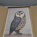 Japanese Owl Wall Art, Vintage Bird Wall Decor Painting Japan Mid Century Wildlife Animal Poster Canvas Prints Picture for Bedroom Living Room Farmhouse 16x24 inch Wood Framed