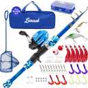 Lanaak Kids Fishing Pole, Kids Portable Telescopic Fishing Rod Set, Tackle Box and Fishing Net Combo Kit, Kids Fishing Gear for Boys and Girls Age 5-10 and Youth