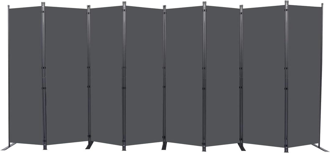 Room Divider, 8 Panel Folding Privacy Screens with Wider Support Feet, 6 Ft Portable Room Partition for Room Separator, 176" W X 71" H, Grey
