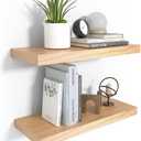 Floating Shelves for Wall, Natural Wood Shelf Decor for Bathroom Kitchen Bedroom, Hanging Mounted Invisible Bracket, Small 17 inch, Rustic Burlywood