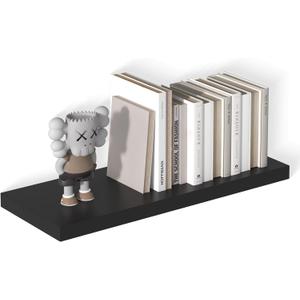 Large Floating Shelves for Wall 24" W x 12" D x 1.2" H Deep Floating Shelves 1 Pack Floating Shelf Large Storage Space Wall Mount Shelf for Living Room Kitchen Bathroom Black