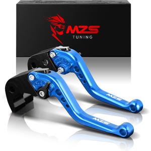 MZS Blue Motorcycle Brake Clutch Levers Short Adjustable CNC Compatible with Z900 17-24 / Z650 Z650RS EX650 ER6F 17-26 / Vulcan S 650 15-26 / KLE650 KLE 650 15-26 / KLZ1000 KLZ 1000 15-19