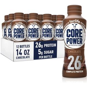 Core Power Protein Shake, Chocolate, 26g Bottle, 14oz, 12 Pack, Best By SEP 06/2025