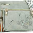 KITEVIUN Crossbody Bags for Women Trendy Leather Crossbody Purse Shoulder Handbags Butterfly Design