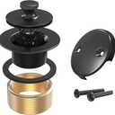 Matte Black Tub Drain and Overflow Kit, Replacement Bath Tub Drain Trim Set,Lift & Turn Bathtub Drain Kit with 2-Hole Overflow Faceplate Conversion Kit Assembly Fine/Coarse Thread