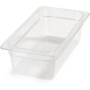 Carlisle FoodService Products Plastic Food Pan 1/3 Size 4 Inches Deep Clear