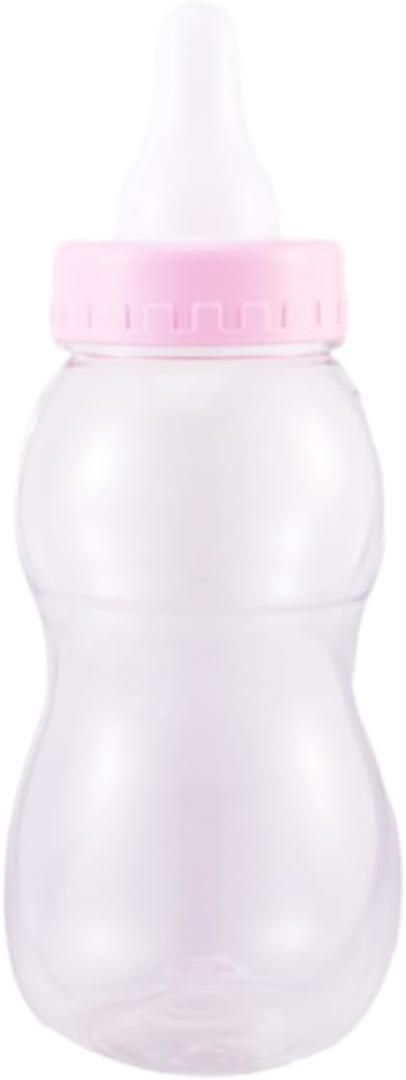 KOMBIUDA Baby Bottle Piggy Bank 11.02In Transparent Saving Pot Money Box for Kids Desktop Decoration Birthday Gift Encourages Saving Habit (28cm, Pink)